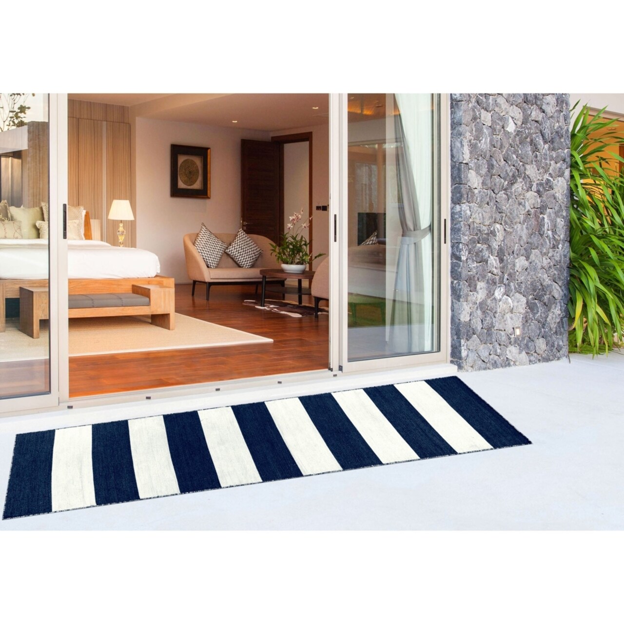 The Rug Department Liora Manne Sorrento Rugby Stripe Indoor Outdoor Area Rug Navy